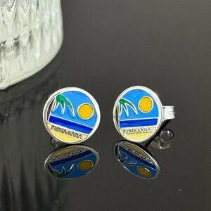 Punta Cana Beach Earrings S925 Sterling Silver Handmade Ear Stud